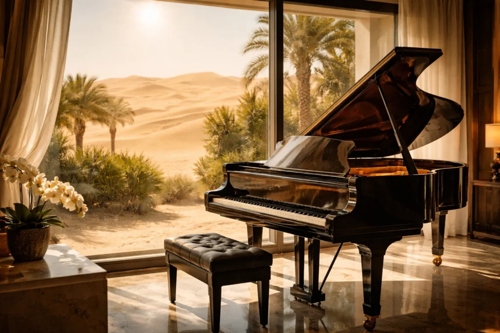 Exploded view diagram of Steinway grand piano showing rim, soundboard and iron plate structure